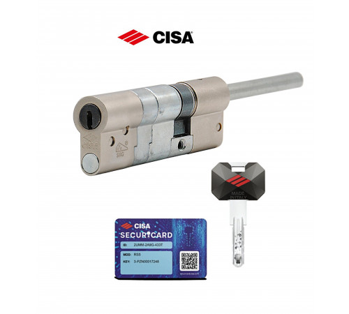 Цилиндровый механизм Cisa RS5 L90=60-30 0R3M7.87.0.1200.C5 под вертушку (дл. шток) , никель, 5 ключей