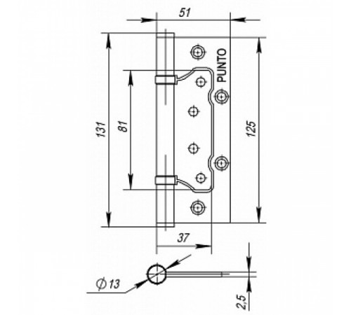 Петля универсальная без врезки IN5200W GR (200-2B 125x2,5) графит