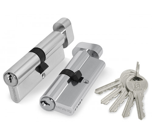 Цилиндровый механизм (100 ZM/60) 1000ZMKnob60(25+10+25) CP хром 5Key с вертушкой