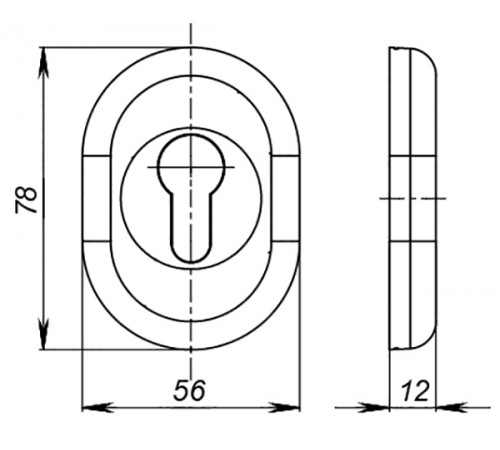 Накладка на цилиндр ESC.C/CRE/OV.12 (ESC-12C) CP хром (2шт. в уп.,отгр. по 1 шт.)