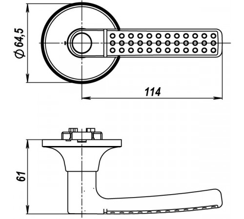 Ручка защелка DK626 AC-PS (6026 AC-P) (без фик.) медь