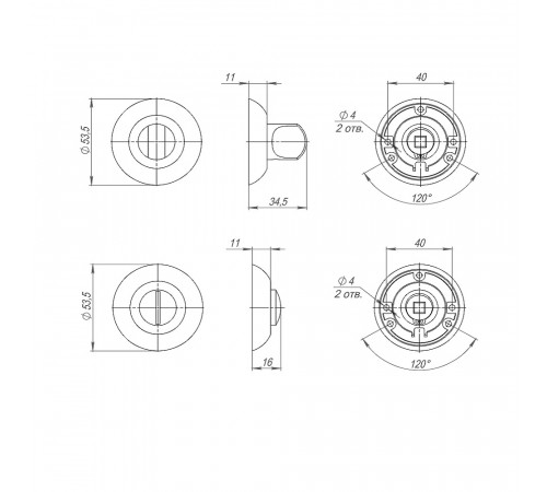 Ручка поворотная BK6.R.TL54 (BK6 TL) BL-24 черный