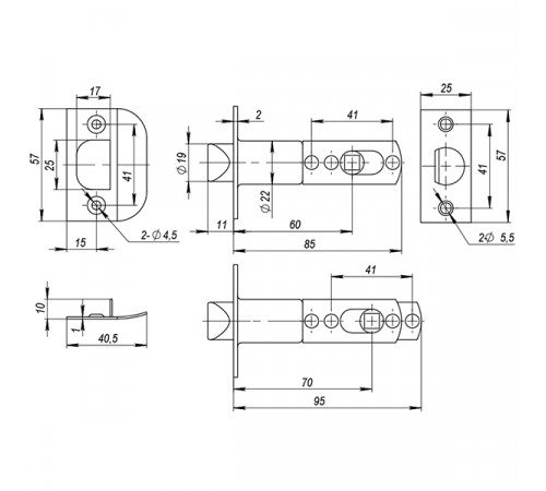 Ручка защелка DK610 SN-ET (6010 SN-E) (кл./фик.) мат. никель