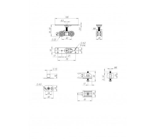 Комплект для раздвижных дверей SLD.Comfort-PRO.SET1.rollers/80