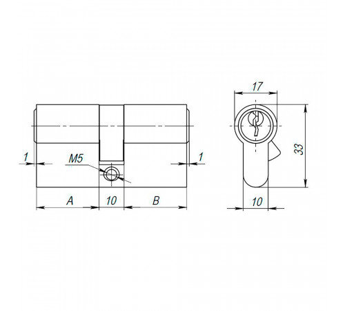Цилиндровый механизм (AX100/60) AX1000Key60 (25+10+25) PB латунь