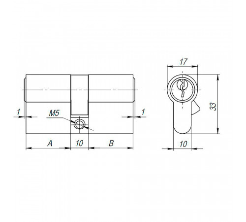 Цилиндровый механизм (AX100/60) AX1000Key60 (25+10+25) CP хром