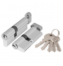 Цилиндровый механизм (AX102/80) AX1002Knob80 (30+10+40) CP хром с вертушкой