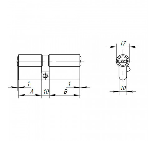 Цилиндровый механизм (AX200/70) AX2000Key70 (30+10+30) CP хром