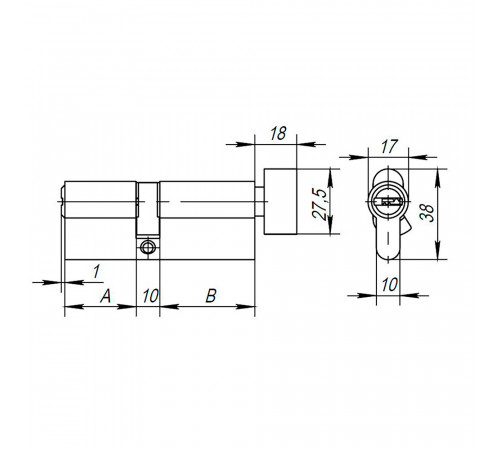 Цилиндровый механизм (AX202/80) AX2002Knob80 (40+10+30) CP хром с вертушкой