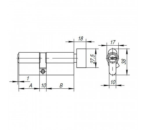 Цилиндровый механизм (AX202/110) AX2002Knob110 (50+10+50) CP хром с вертушкой
