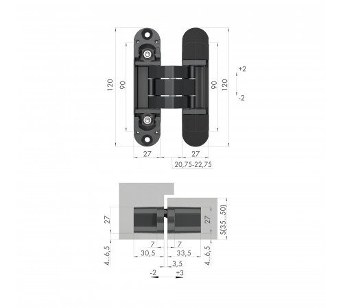 Петля скрытой установки U3D7000 SC (12060UN3D) мат. хром TECH