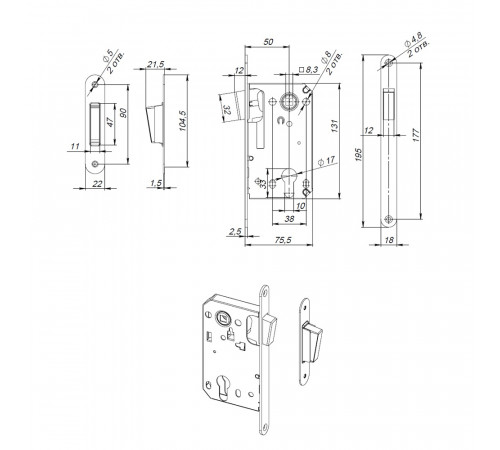 Корпус замка MAGN5300-M-C (5300-M-C) GR графит