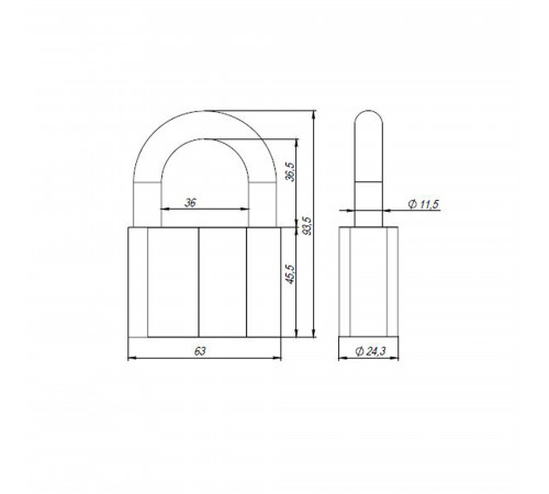 Замок навесной PD-4070 (PD-40-70) 3 fin key /коробка