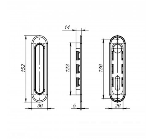 Ручка для раздвижных дверей SH.SL152.010 (Soft LINE SL-010) BL черный