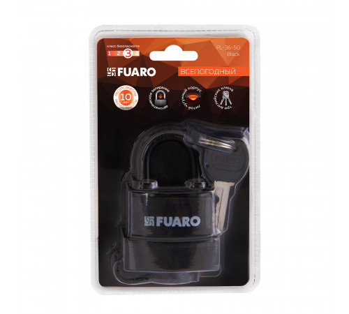 Замок навесной PL-WEATHER-3650 Black 3key (PL-3650) англ.