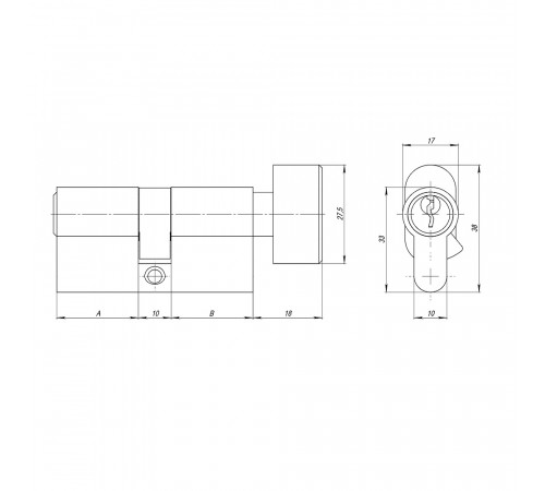 Цилиндровый механизм (AZ102/90) AZ1002Knob90 (40+10+40) CP хром