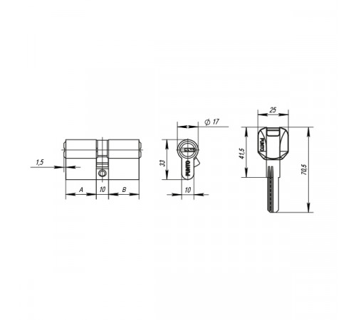 Цилиндровый механизм (Z400/100) Z4000Key100(30+10+60) CP хром