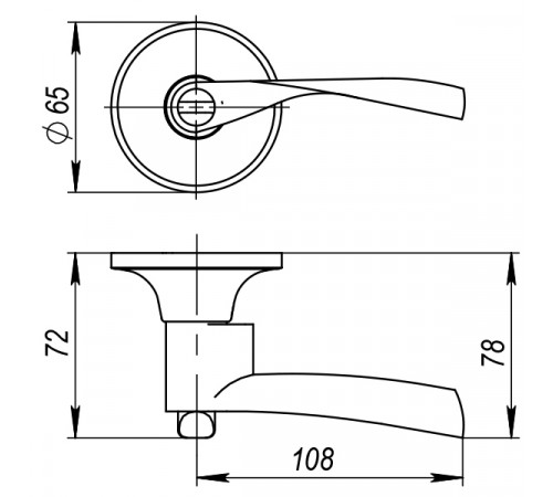 Ручка защелка DK610 AB-PS (6010 AB-P) (без фик.) бронза