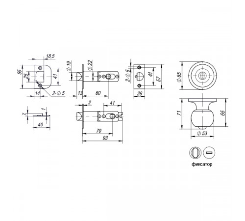 Ручка защелка DK672 BL-BK (6072 BL-B) (фик.) черный