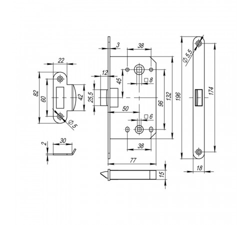 Защелка PLASTP96WC-50 (P96WC-50) SSC сатинированный хром