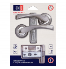 Комплект ручек с защелкой без запирания LM/A SET45R.TL54.CRONA/HD SN/CP-3 матовый никель/хром