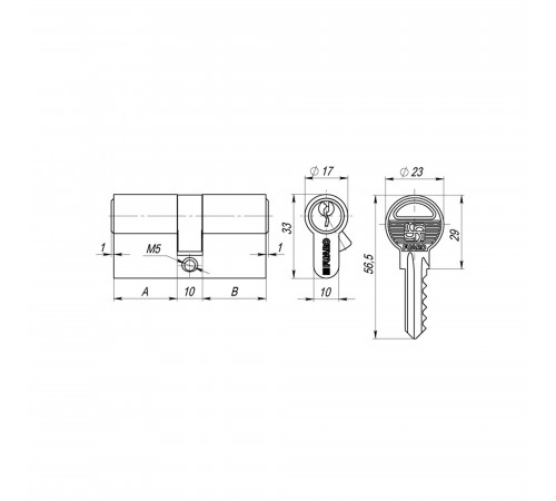Цилиндровый механизм 1000ZA Key60(25+10+25) SSG сатинированное золото 5Key