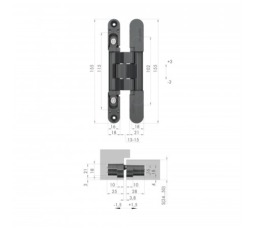 Петля скрытой установки U3D2400.VPG BL черный TECH