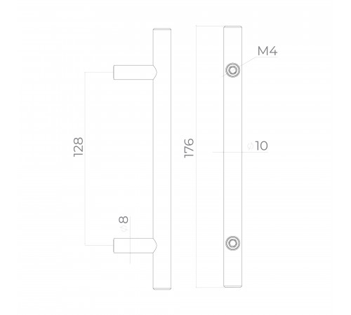 Ручка-рейлинг мебельная MB-H-005-128 мм SS нерж.