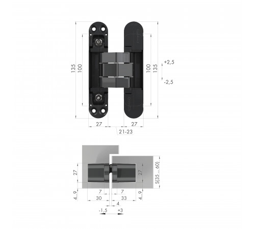 Петля скрытой установки U3D7800.VPG AB бронза TECH