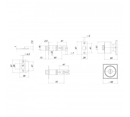 Ручка защелка DK772/BL SN-BK (фик.) никель
