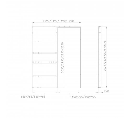 Пенал для скрытой раздвижной системы SLD.Comfort-PENAL caseta 900/2300
