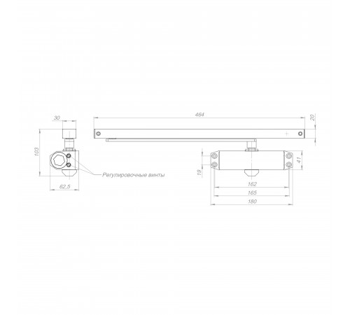Доводчик дверной DCTR40-100 slide BL черный