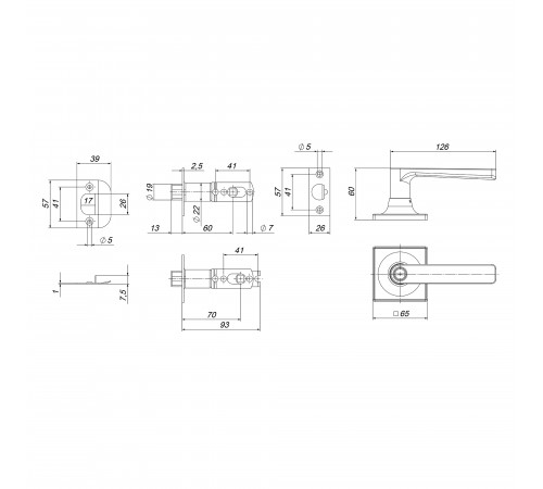 Ручка защелка DK710/BL CP-BK (фик.) хром