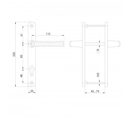 Ручка на планке HANDLE.85.25.67-75 RAL 9005 черный