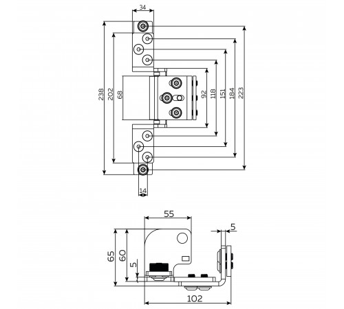 Петля скрытой установки HHR-120 BL (черный) до 120 кг (на 2 петли)