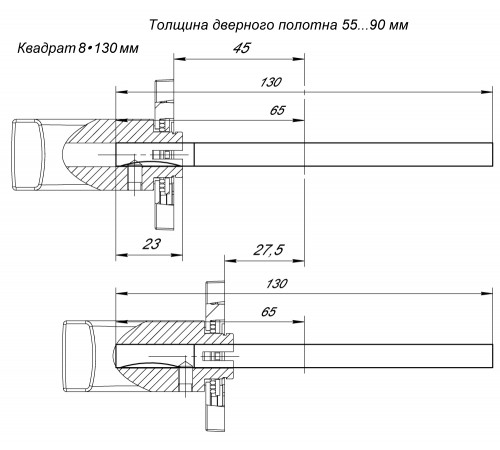 Квадрат для ручек Spindle 8х130