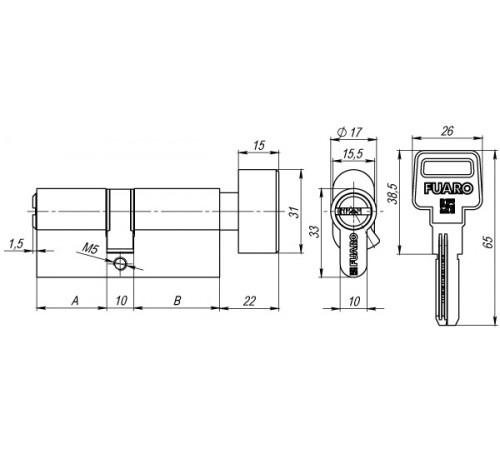 Цилиндровый механизм (R602/70) R6002Knob70(30+10+30) CP хром 5Key с вертушкой