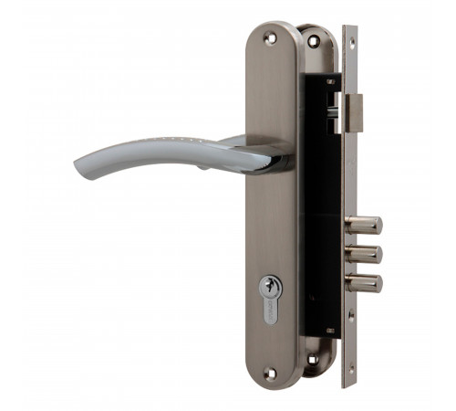 Замок цилиндровый с в комплекте с ручкой LOCKSET.9013 (SET F9011) SN/CP мат.никель