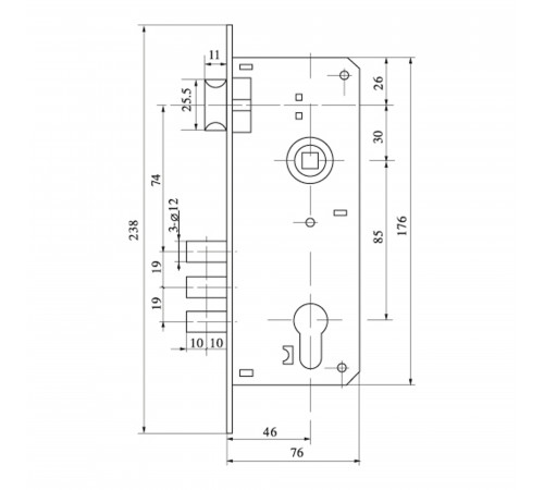 Замок цилиндровый с в комплекте с ручкой LOCKSET.9013 (SET F9011) SN/CP мат.никель
