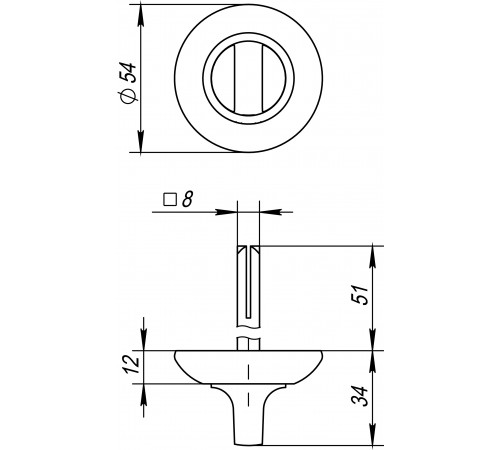 Ручка поворотная BKW8.R.RM54 (BKW8 RM) CP-8 хром