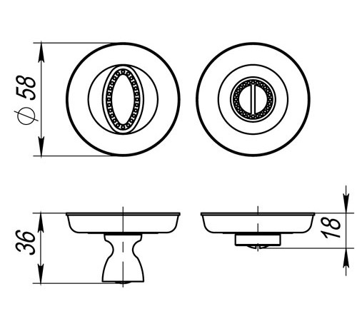 Ручка поворотная BK6.R.SM58 (BK6 SM) MAB-6 темная бронза