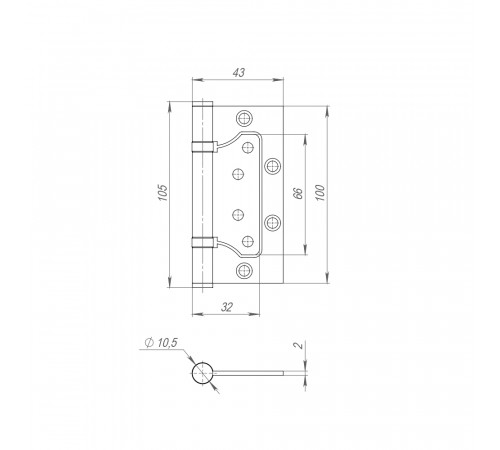 Петля универсальная без врезки IN4300W SN (300-2BB 100x2) мат. никель