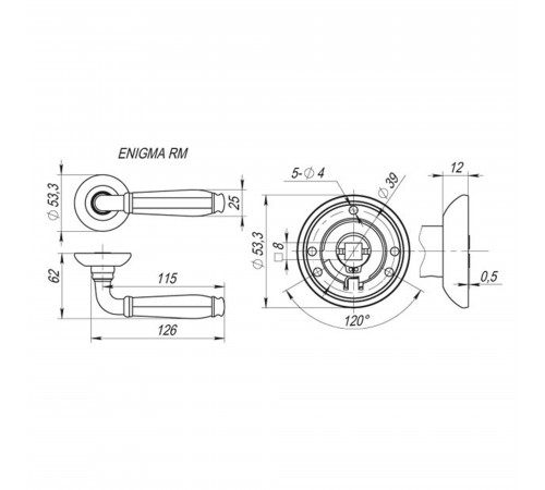 Ручка раздельная R.RM54.ENIGMA (ENIGMA RM) SN/CP-3 матовый никель/хром