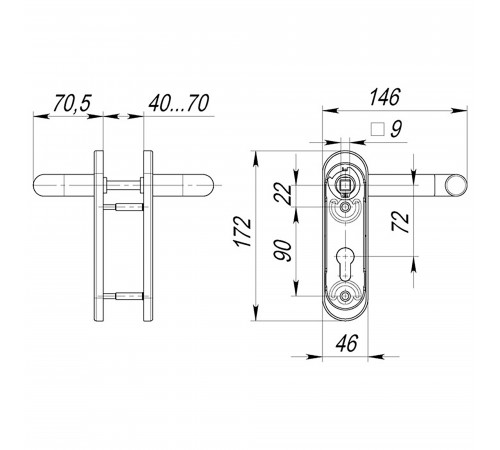 Ручка дверная FP.DH172.0433 NE (DH-0433 NE) (9x140) с пружиной BL-24 черный