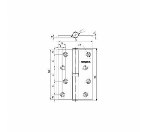 Петля съемная IN4100SR-HD CP правая (113/HD-4) хром ПОДВЕС