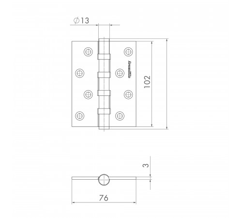 Петля универсальная IN4500UC-BL SN 102x76x3 INOX304  матовый никель БЛИСТЕР