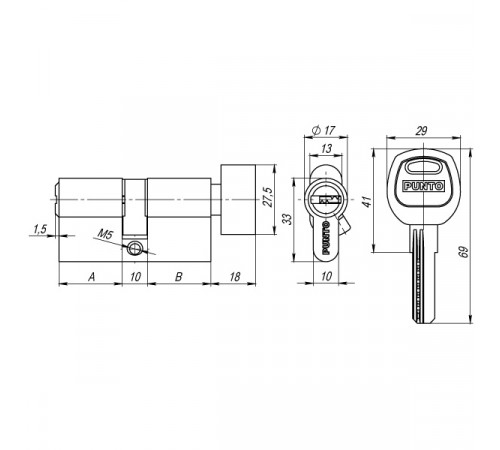 Цилиндровый механизм (A202/100) A2002Knob100(40+10+50) с вертушкой SN никель