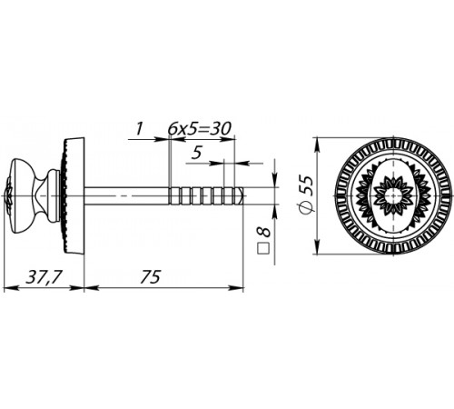 Ручка поворотная BKW8.R.CL55 (BKW8/CL) AS-9 античное серебро