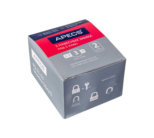 Замки навесные Apecs PD-01-63 (3Locks+5Keys)