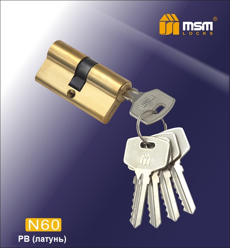 Цилиндровый механизм, латунь Простой ключ-ключ N60 мм